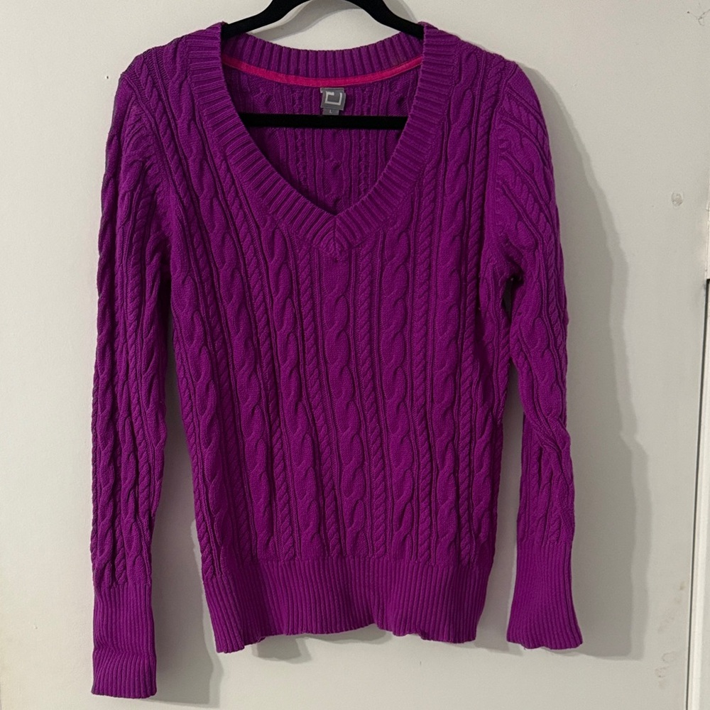 Vibrant Purple V-Neck Sweater